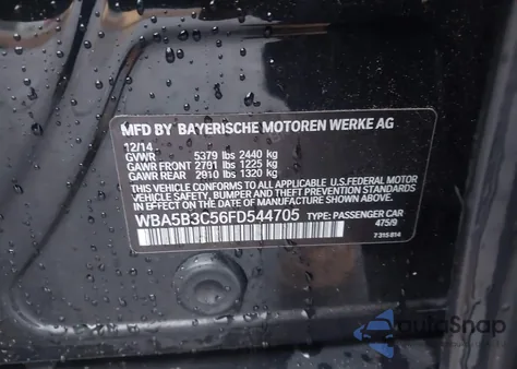 2015 BMW 535I xDrive from USA, damaged, VIN WBA5B3C56FD544705